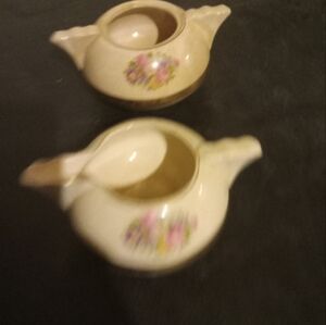 French Saxon China Creamer and Sugar Containers